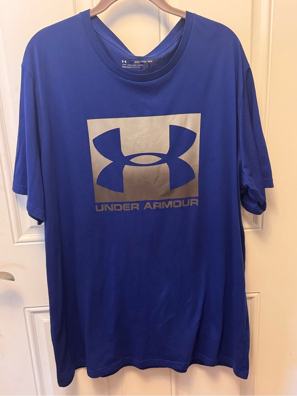 Under Armour Royal Blue Short-Sleeve Logo Tee with Silver Graphic